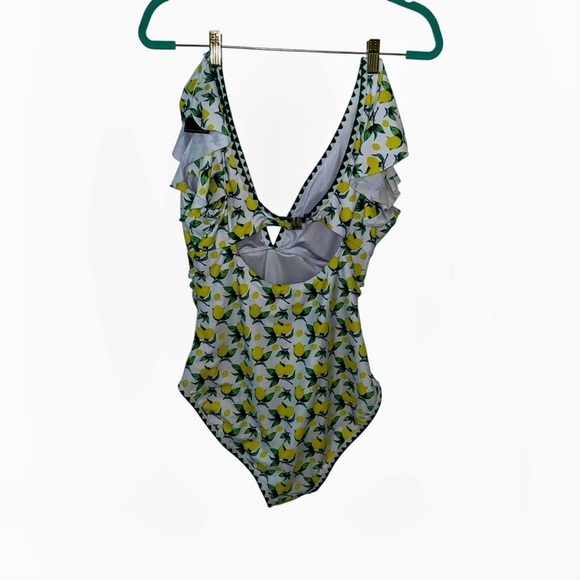 Aidonger lemon print ruffle one piece bathing suit swimsuit new nwt large L - Picture 4 of 9